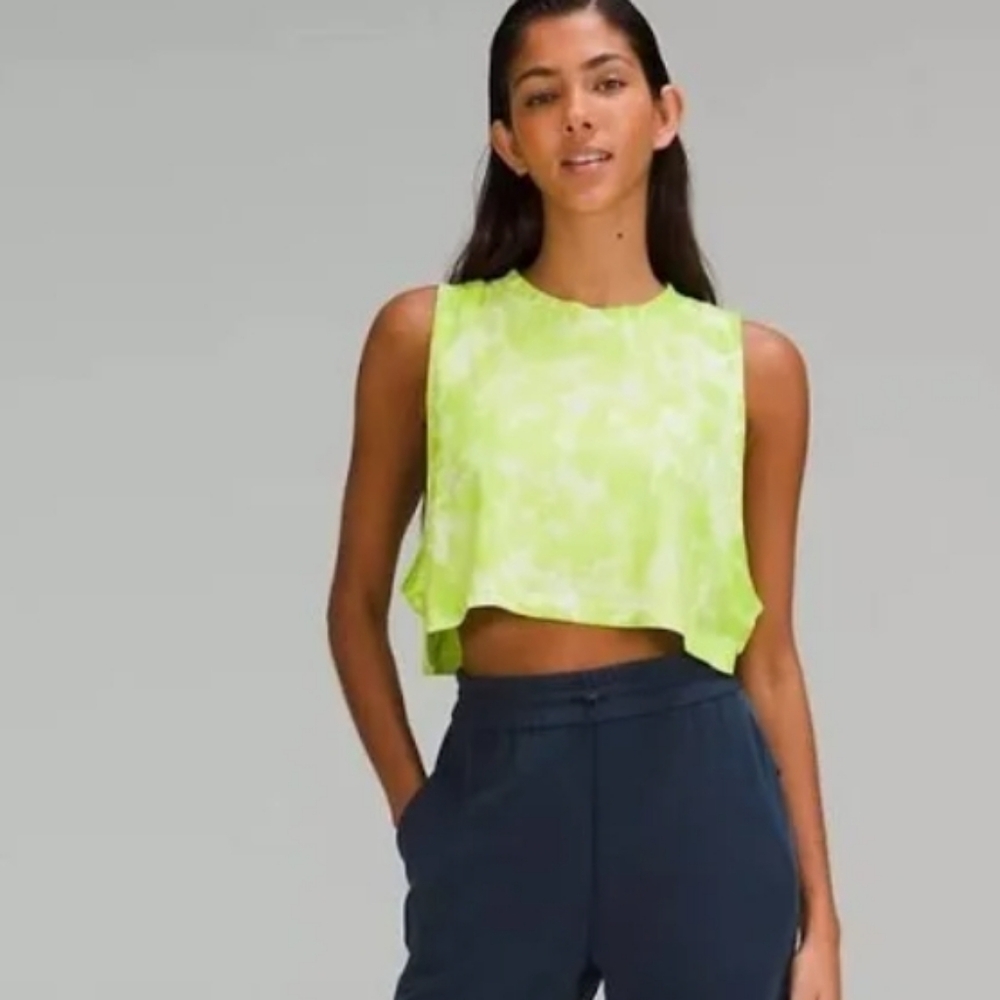 NWT All Yours Cropped Cotton Tank Tie Die - Picture 3 of 8